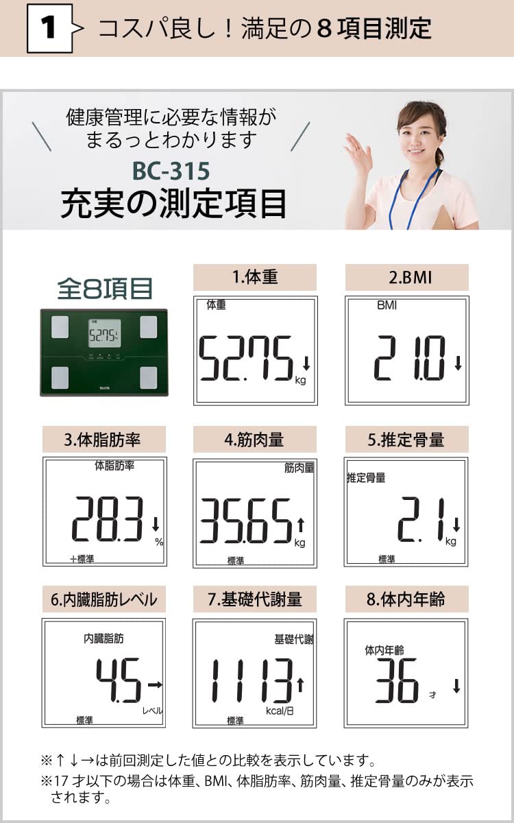 Amazon.co.jp: タニタ 体組成計 BC-315 パールホワイト＆予備電池